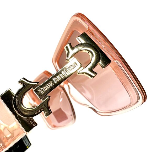 True Religion TR56234X Sunglasses Pink Translucent Gold Horseshoe Logo Oversized main image 8